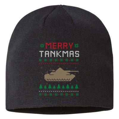 Merry Tankmas Battle Tank Military Ugly Christmas Sweater Sustainable Beanie