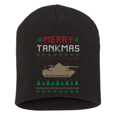 Merry Tankmas Battle Tank Military Ugly Christmas Sweater Short Acrylic Beanie