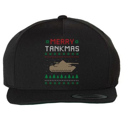 Merry Tankmas Battle Tank Military Ugly Christmas Sweater Wool Snapback Cap