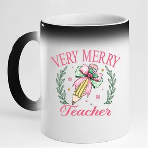 Merry Teacher Bright Students Christmas Joy 11oz Black Color Changing Mug