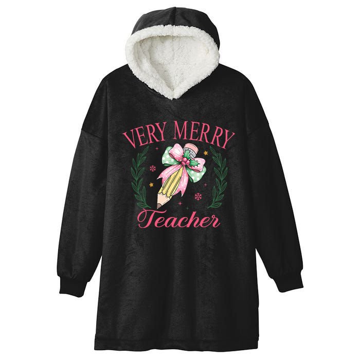 Merry Teacher Bright Students Christmas Joy Hooded Wearable Blanket