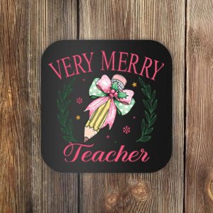 Merry Teacher Bright Students Christmas Joy Coaster