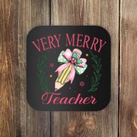 Merry Teacher Bright Students Christmas Joy Coaster