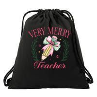 Merry Teacher Bright Students Christmas Joy Drawstring Bag