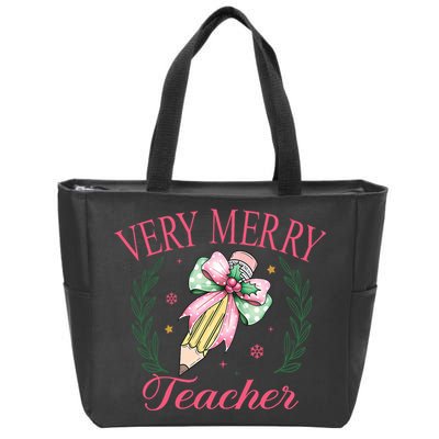 Merry Teacher Bright Students Christmas Joy Zip Tote Bag