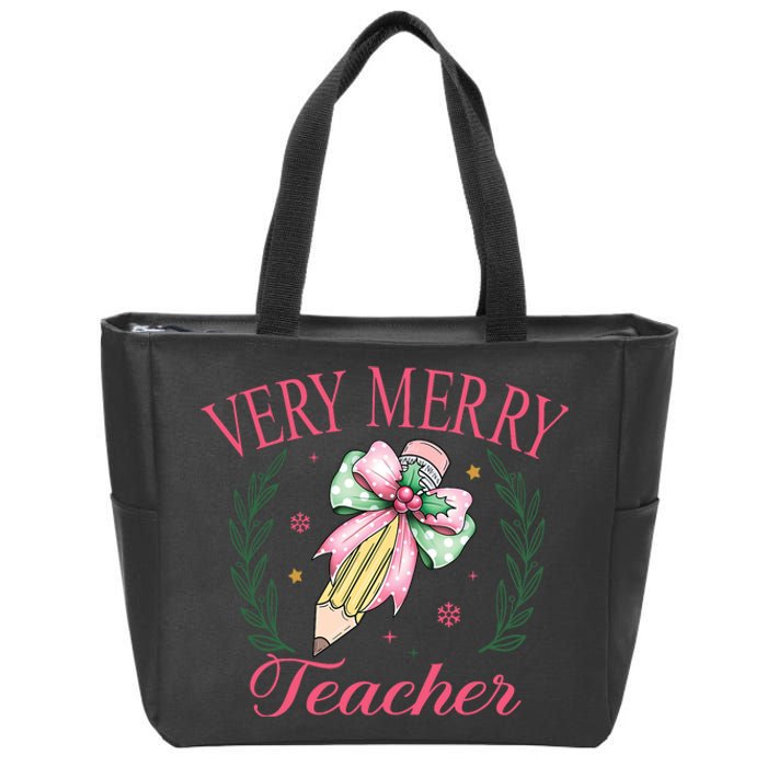 Merry Teacher Bright Students Christmas Joy Zip Tote Bag