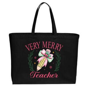 Merry Teacher Bright Students Christmas Joy Cotton Canvas Jumbo Tote