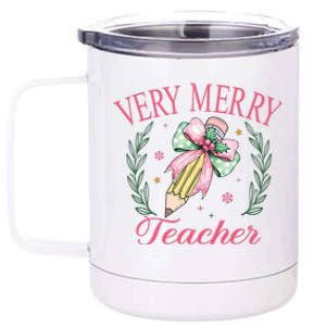 Merry Teacher Bright Students Christmas Joy 12 oz Stainless Steel Tumbler Cup