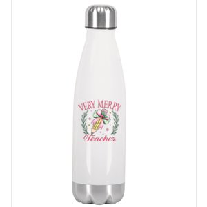 Merry Teacher Bright Students Christmas Joy Stainless Steel Insulated Water Bottle