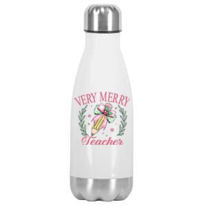 Merry Teacher Bright Students Christmas Joy Stainless Steel Insulated Water Bottle