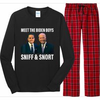 Meet The Biden Sniff And Snort Funny Quote Long Sleeve Pajama Set