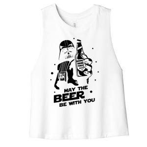 May The Beer Be With You Parody Space Saga Women's Racerback Cropped Tank