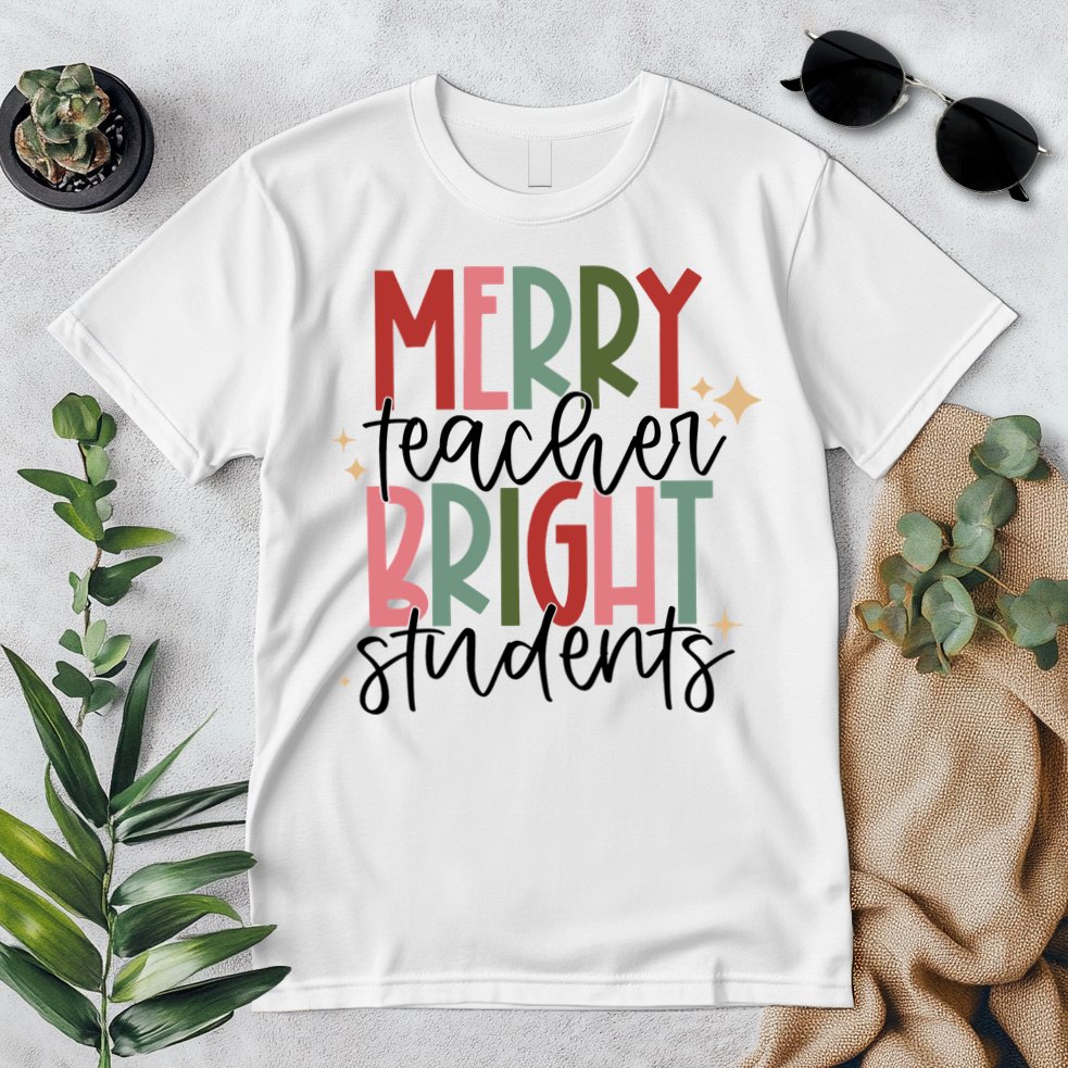 Merry Teacher Bright Students Christmas Premium T-Shirt
