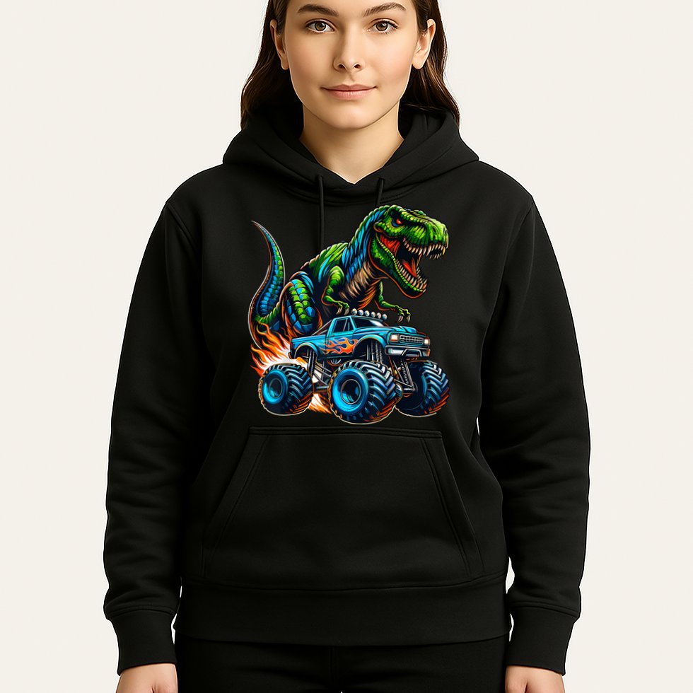 Monster Truck Boy Dinosaur Birthday Party Monster Truck Hoodie