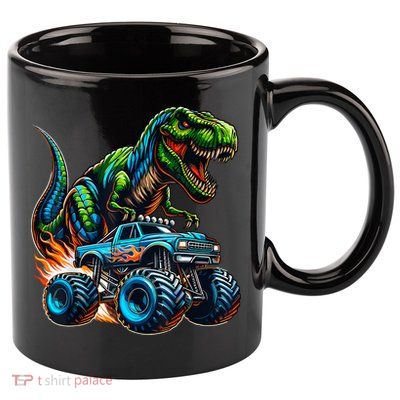 Monster Truck Boy Dinosaur Birthday Party Monster Truck 11oz C Handle Ceramic Mug