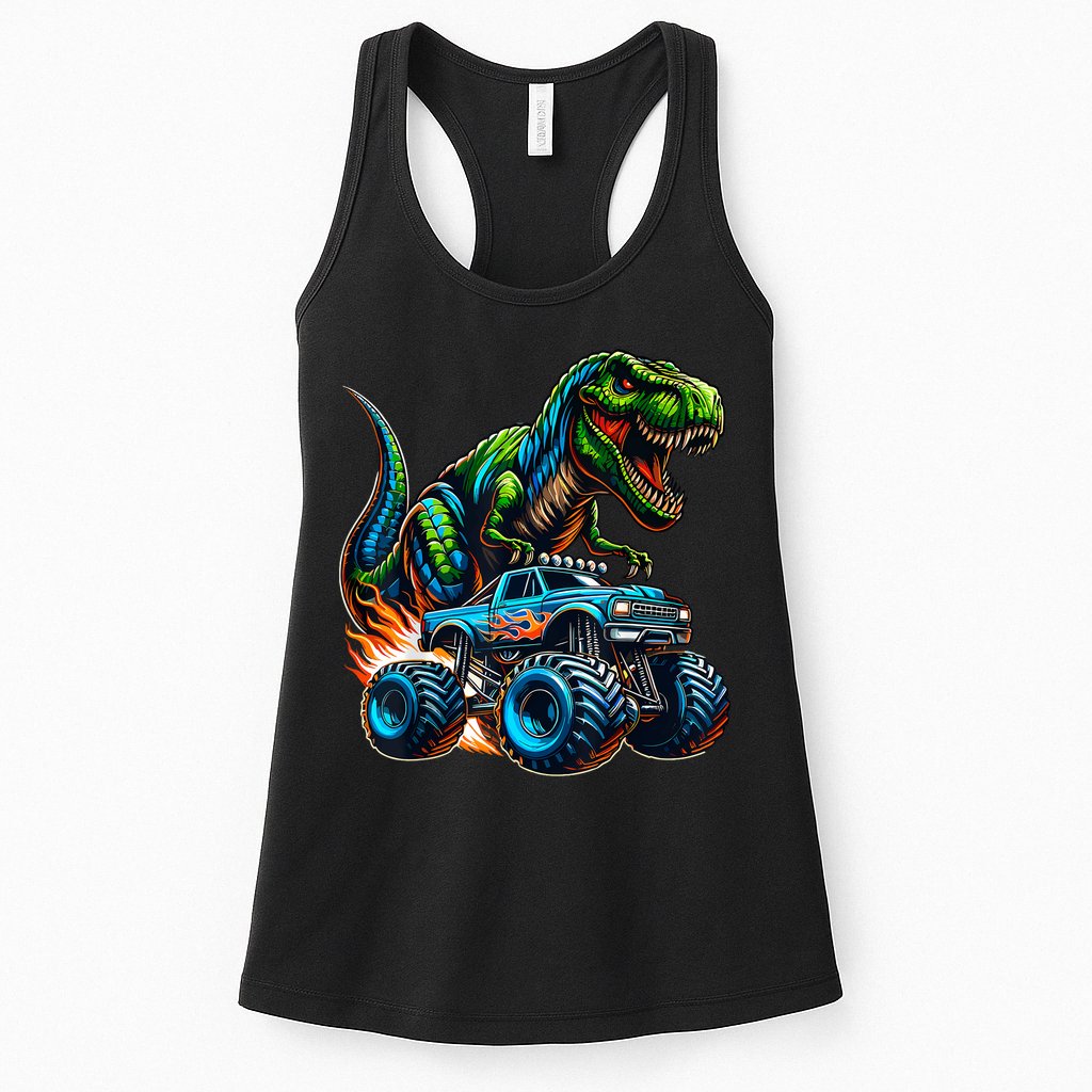 Monster Truck Boy Dinosaur Birthday Party Monster Truck Womens Tank Top