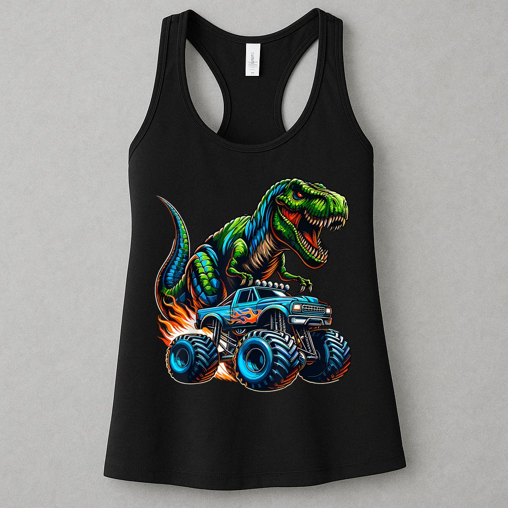 Monster Truck Boy Dinosaur Birthday Party Monster Truck Womens Tank Top