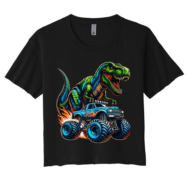 Monster Truck Boy Dinosaur Birthday Party Monster Truck Crop Top