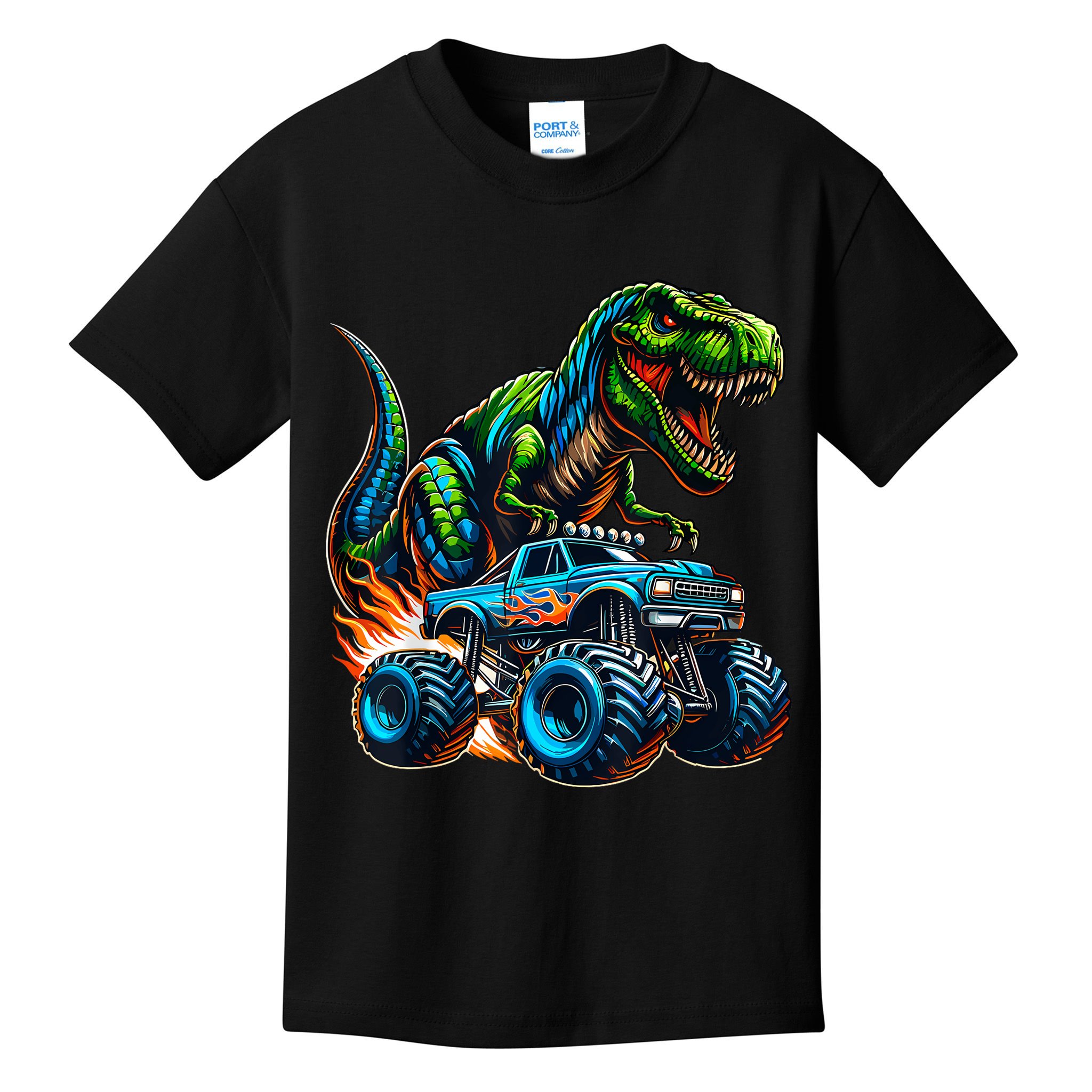 Monster Truck Boy Dinosaur Birthday Party Monster Truck Kids T-Shirt