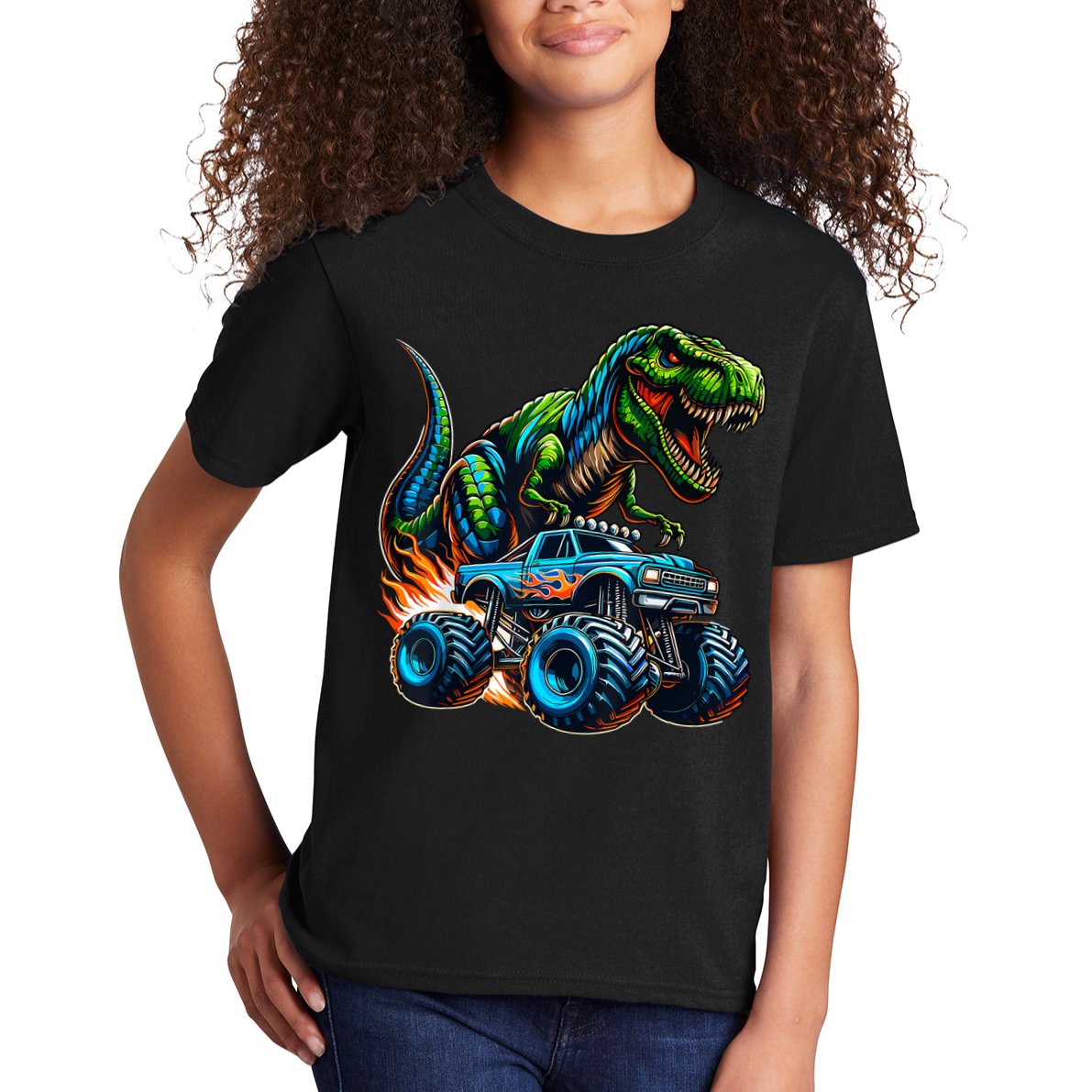 Monster Truck Boy Dinosaur Birthday Party Monster Truck Kids T-Shirt