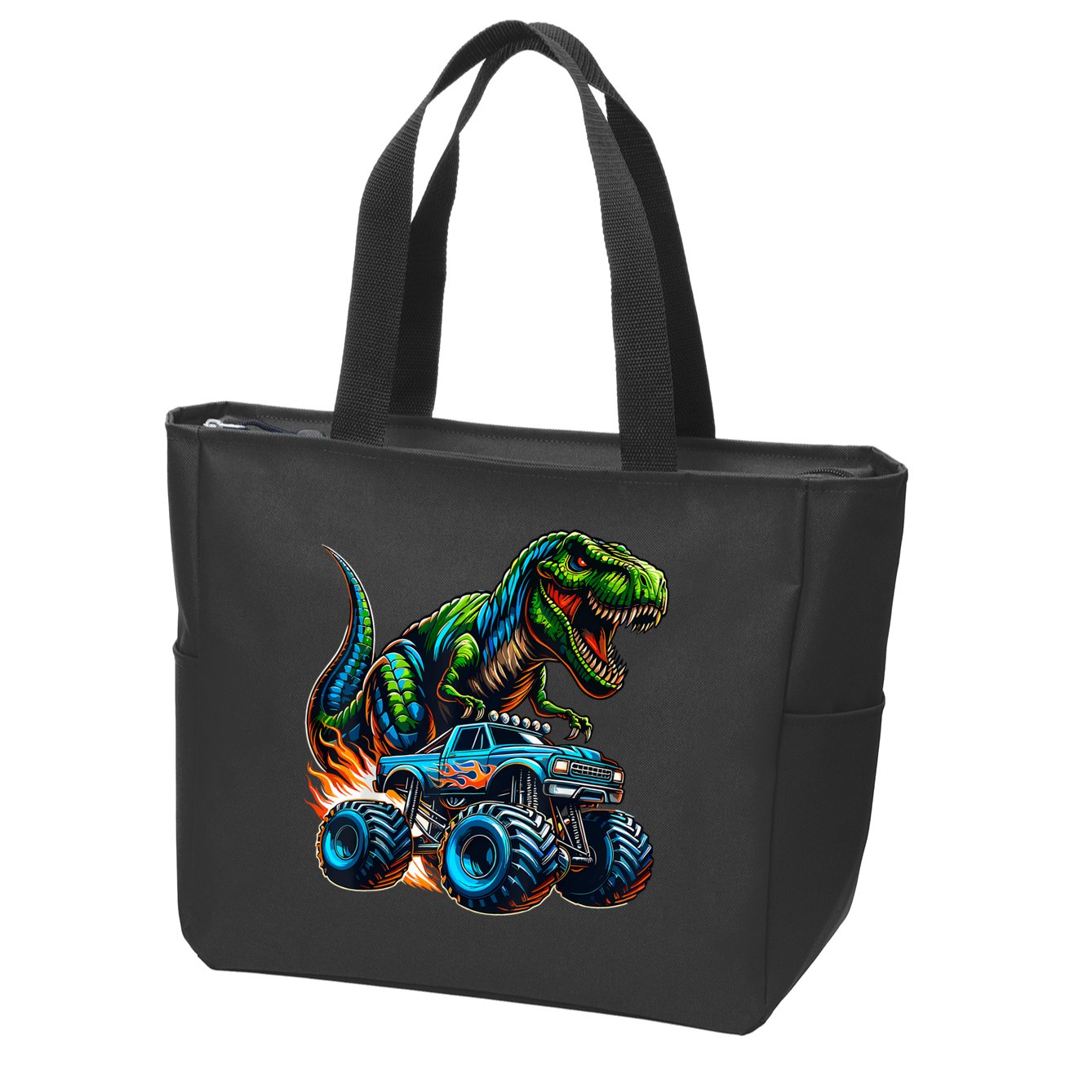 Monster Truck Boy Dinosaur Birthday Party Monster Truck Zip Tote Bag