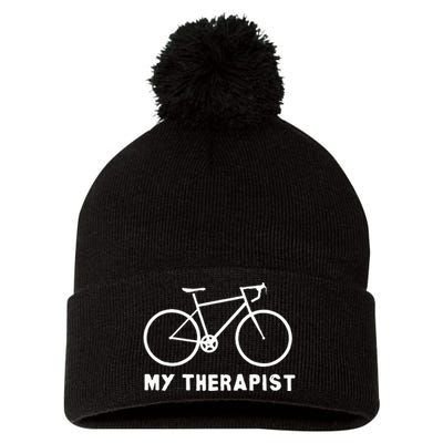 My Therapist Bicycle Funny Bike Riding Rider Cycling Gift Pom Pom 12in Knit Beanie