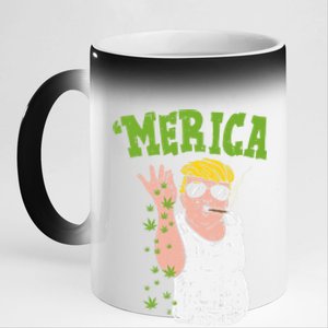 Merica Trump Bae Smoking Weed Cannabis Funny 420 Stoner Gift Funny Gift 11oz Black Color Changing Mug