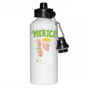 Merica Trump Bae Smoking Weed Cannabis Funny 420 Stoner Gift Funny Gift Aluminum Water Bottle