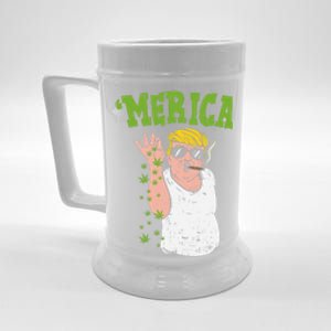 Merica Trump Bae Smoking Weed Cannabis Funny 420 Stoner Gift Funny Gift Beer Stein