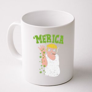 Merica Trump Bae Smoking Weed Cannabis Funny 420 Stoner Gift Funny Gift Coffee Mug