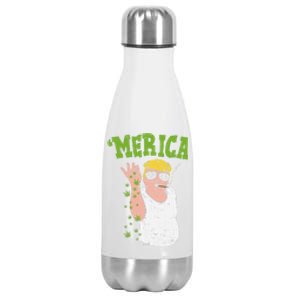 Merica Trump Bae Smoking Weed Cannabis Funny 420 Stoner Gift Funny Gift Stainless Steel Insulated Water Bottle