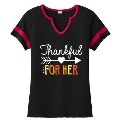 Matching Thanksgiving Couples Pair Funny Outfit Ladies Halftime Notch Neck Tee