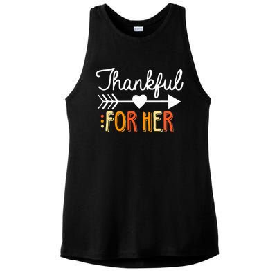 Matching Thanksgiving Couples Pair Funny Outfit Ladies PosiCharge Tri-Blend Wicking Tank