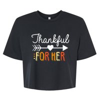 Matching Thanksgiving Couples Pair Funny Outfit Bella+Canvas Jersey Crop Tee