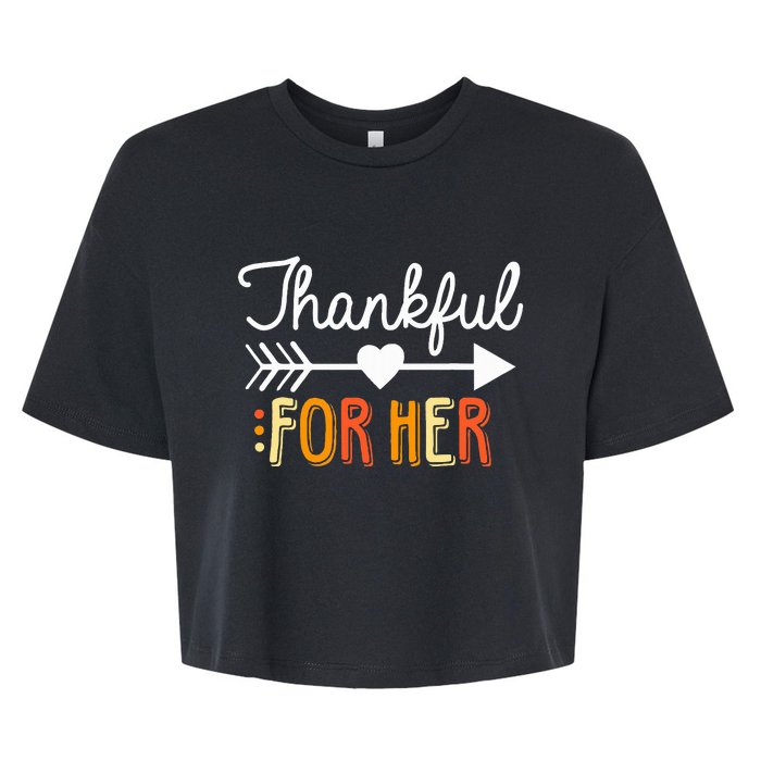 Matching Thanksgiving Couples Pair Funny Outfit Bella+Canvas Jersey Crop Tee