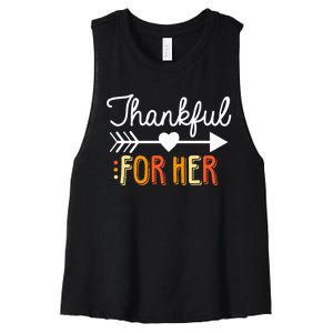 Matching Thanksgiving Couples Pair Funny Outfit Women's Racerback Cropped Tank