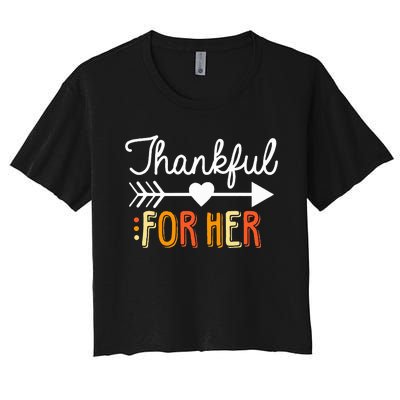 Matching Thanksgiving Couples Pair Funny Outfit Women's Crop Top Tee