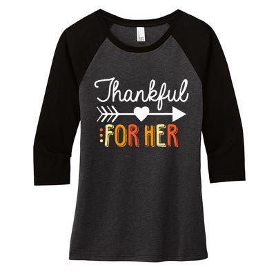 Matching Thanksgiving Couples Pair Funny Outfit Women's Tri-Blend 3/4-Sleeve Raglan Shirt