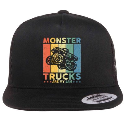 Monster Truck Car For Birthday Flat Bill Trucker Hat