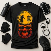 May The Course Be With You Disc Golf Player Skull Sunset Cooling Performance Crew T-Shirt