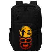 May The Course Be With You Disc Golf Player Skull Sunset Impact Tech Backpack