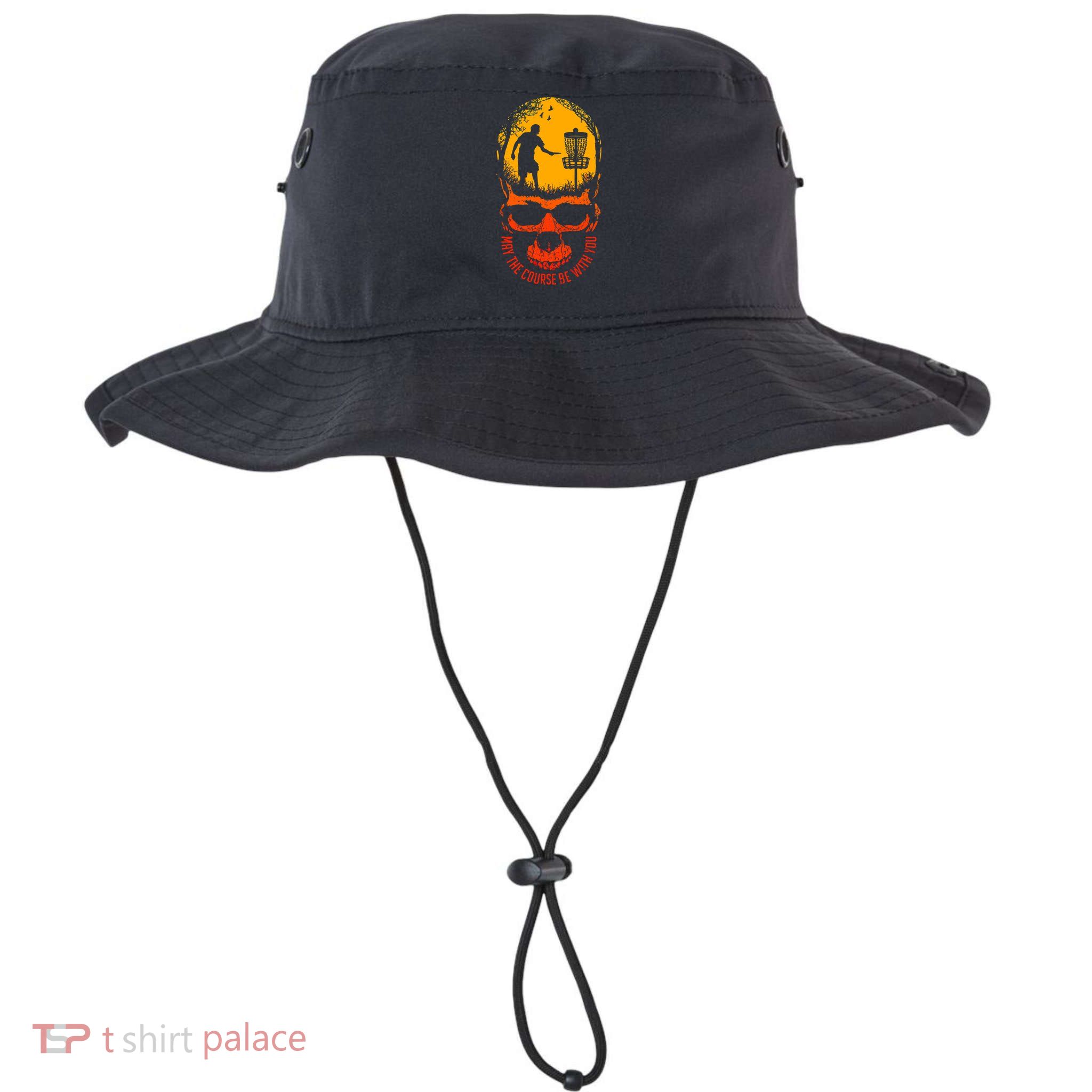 May The Course Be With You Disc Golf Player Skull Sunset Bucket Hat