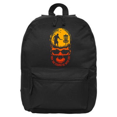 May The Course Be With You Disc Golf Player Skull Sunset 16 in Basic Backpack