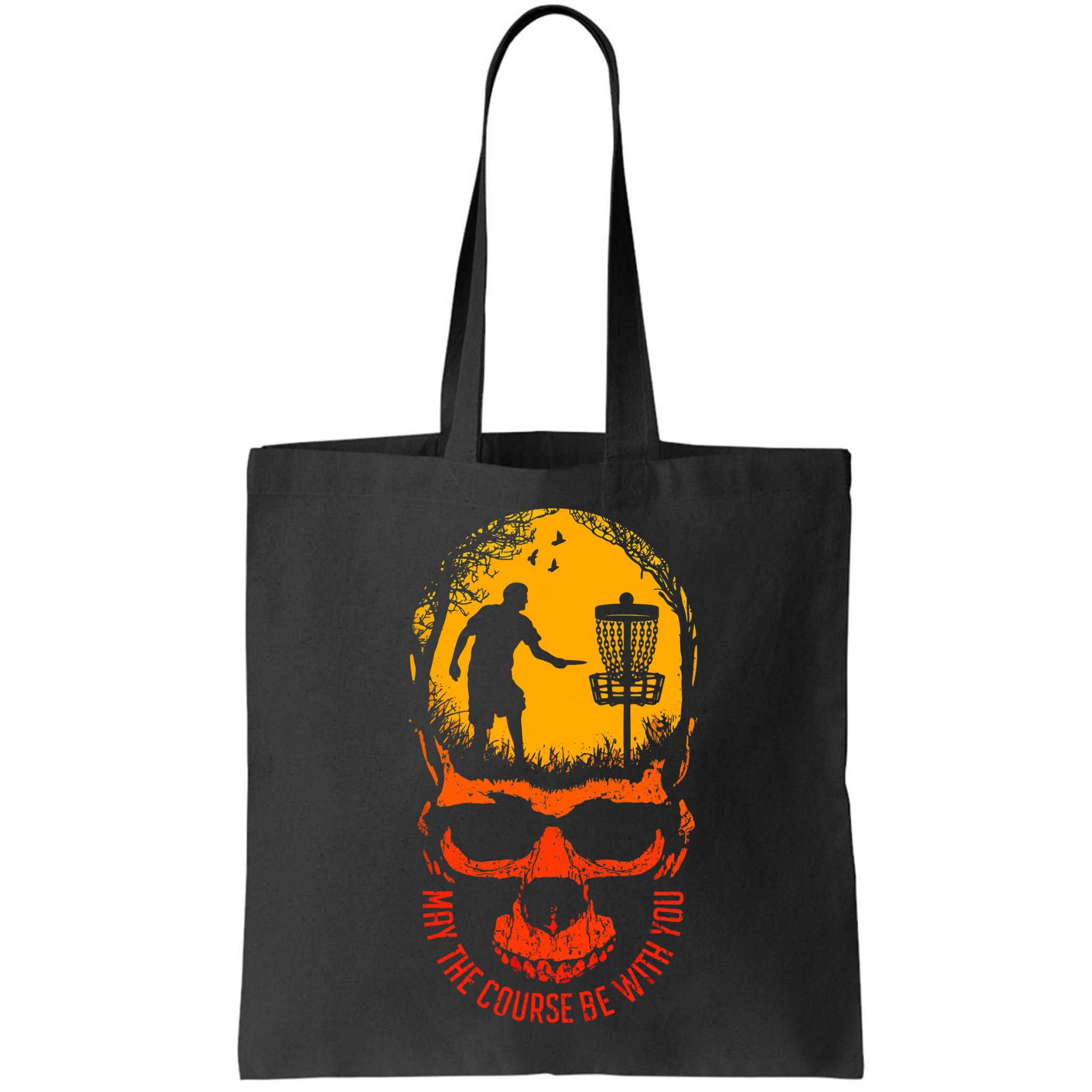 May The Course Be With You Disc Golf Player Skull Sunset Bag
