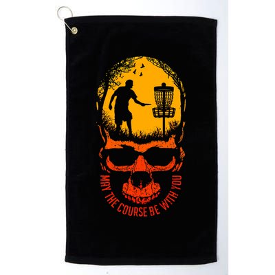 May The Course Be With You Disc Golf Player Skull Sunset Golf Towel
