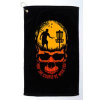 May The Course Be With You Disc Golf Player Skull Sunset Golf Towel
