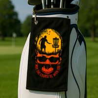 May The Course Be With You Disc Golf Player Skull Sunset Golf Towel