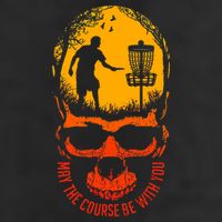 May The Course Be With You Disc Golf Player Skull Sunset Golf Towel