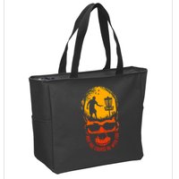 May The Course Be With You Disc Golf Player Skull Sunset Zip Tote Bag