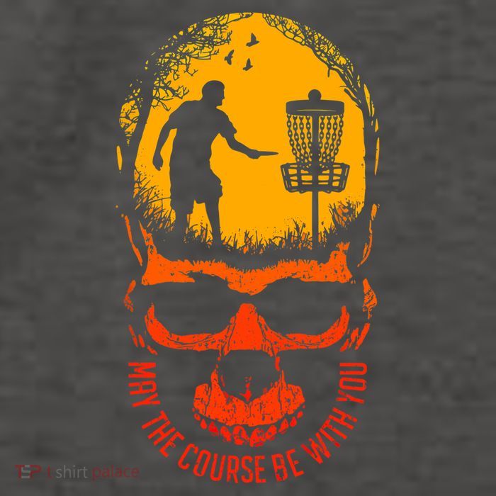 May The Course Be With You Disc Golf Player Skull Sunset Vector Backpack